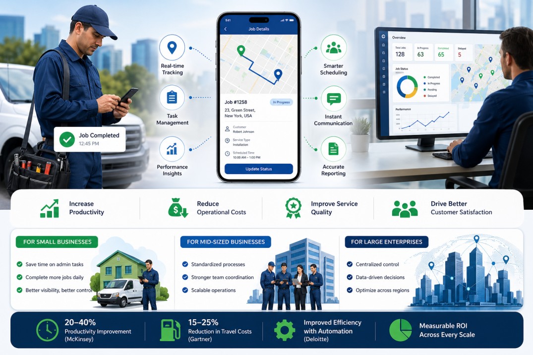 ROI of a Field Service Management App for Small vs Large Businesses